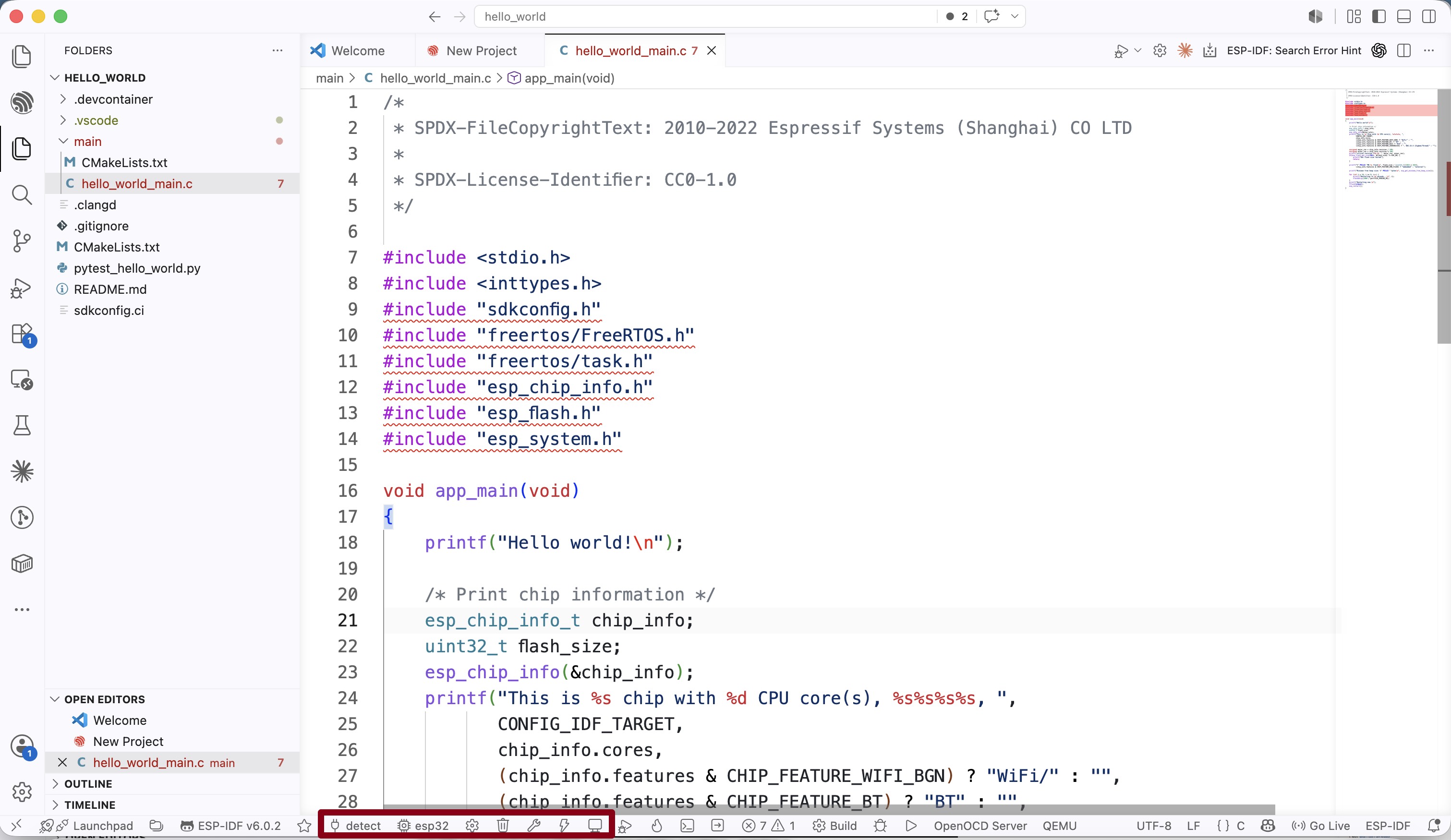 Configure hello world project step 3