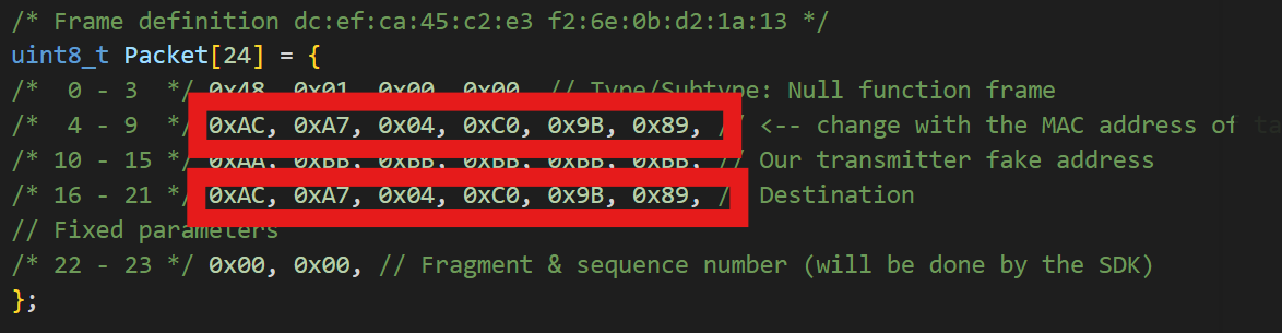 Injector packet destination bytes