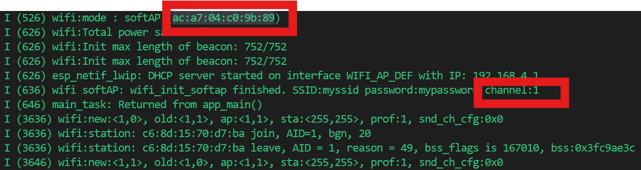 SoftAP expected monitor output