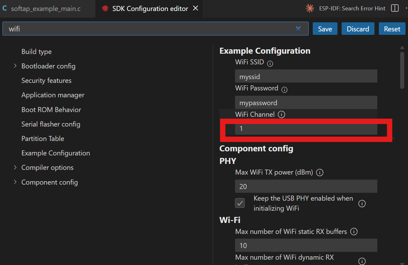 SoftAP channel setting