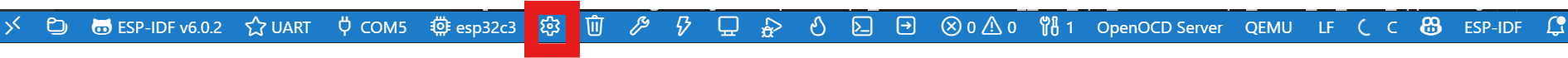 ESP-IDF toolbar configuration shortcut
